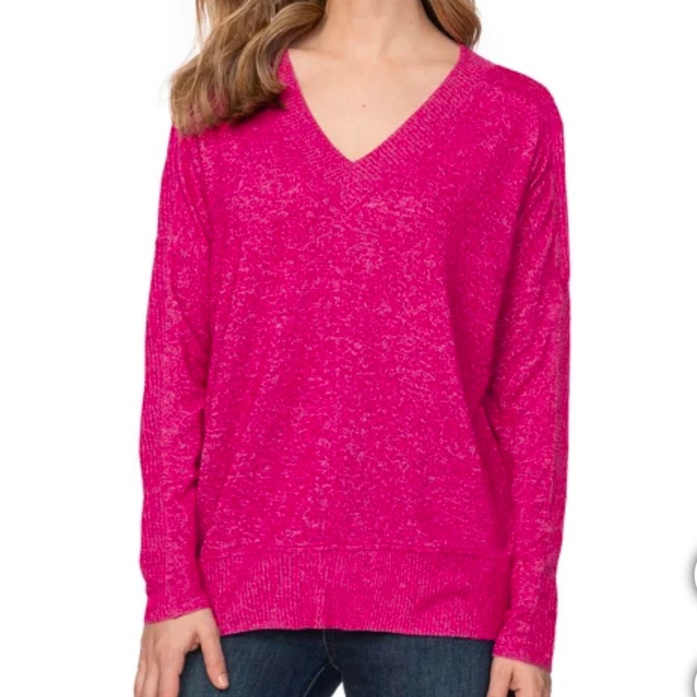 NWT XL Pink Buffalo Ladies' Cozy V-Neck Long Sleeve Top